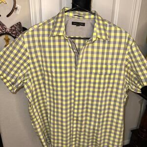 Banana Republic XL Yellow Gingham Short Sleeve Utility Shirt